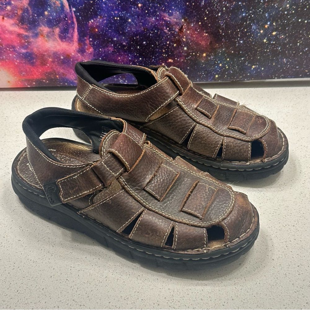 Thom McAn Men's Size 9 Russ Leather Fisherman Sandals Slip On Casual‎ Shoes